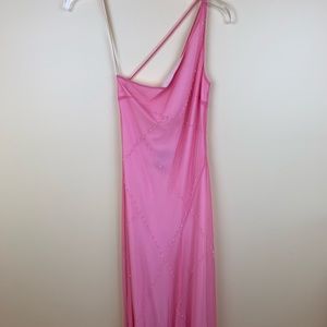 BCBG one shoulder long gown
